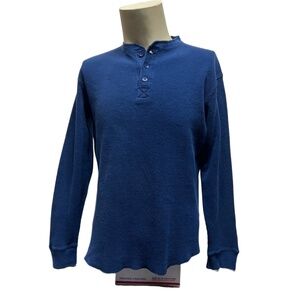 Levi's Blue Waffle Knit Long Sleeve Henley Large Mens Shirt